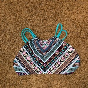 Multicolored High Neck Bathing Suit Top